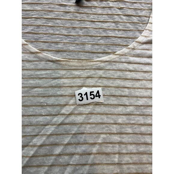 Lauren Ralph Lauren Top Womens Size 3X Tan White Striped Short Sleeve Pull Over - Picture 5 of 6